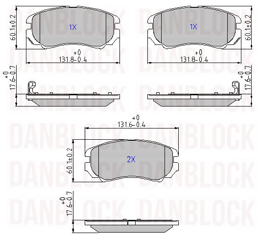 Kit de plaquettes de frein, frein à disque DANBLOCK DB 510542