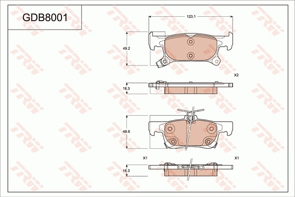 Kit de plaquettes de frein, frein à disque TRW GDB8001AT