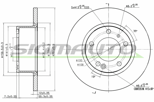 Disque de frein SIGMAUTO DBA554S