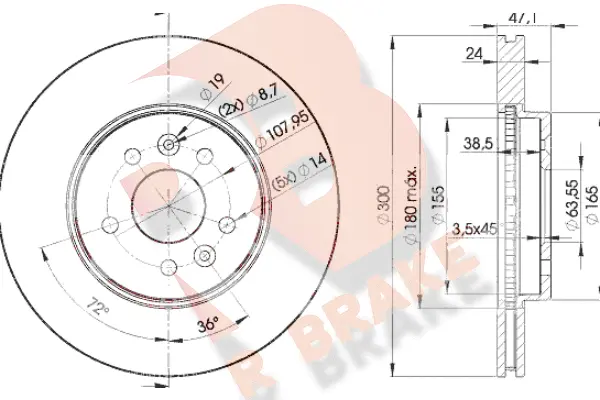 Disque de frein R BRAKE 78RBD26767