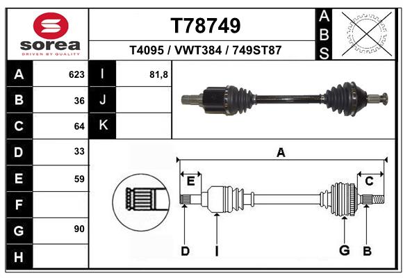 Arbre de transmission EAI T78749