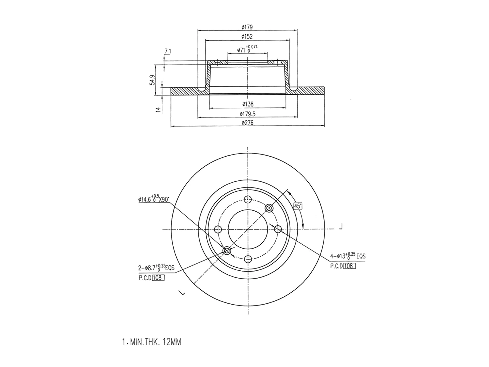 Disque de frein A.Z. Meisterteile AZMT-44-024-1090
