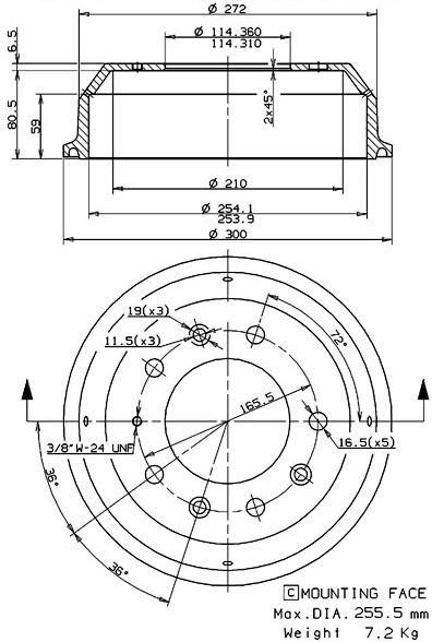Tambour de frein VILLAR 627.0262