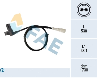 Capteur, vitesse de roue FAE 78415