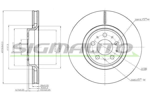 Disque de frein SIGMAUTO DBB898V
