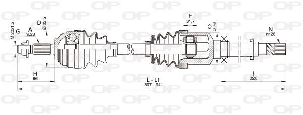 Arbre de transmission OPEN PARTS DRS6343.00