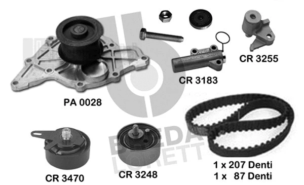 Pompe à eau + kit de courroie crantée BREDA LORETT KPA0157A