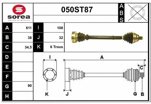 Arbre de transmission STARTCAR 050ST87