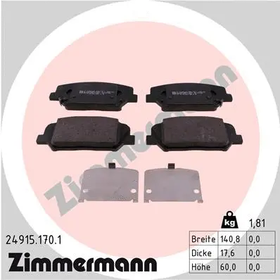 Kit de plaquettes de frein, frein à disque ZIMMERMANN 24915.170.1