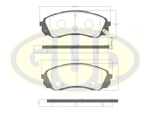 Kit de plaquettes de frein, frein à disque G.U.D. GBP129102