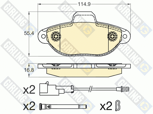Kit de plaquettes de frein, frein à disque GIRLING 6120411