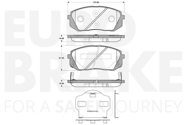Kit de plaquettes de frein, frein à disque EUROBRAKE 5502223430