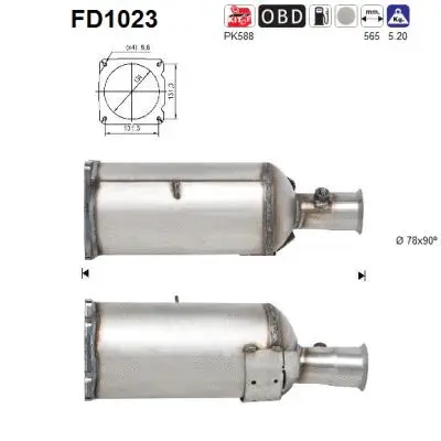 Filtre à particules / à suie, échappement AS FD1023