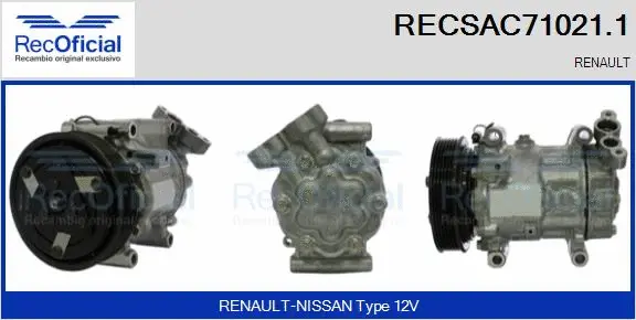 Compresseur, climatisation RECOFICIAL RECSAC71021.1