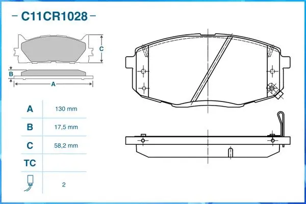 Kit de plaquettes de frein, frein à disque CWORKS C11CR1028