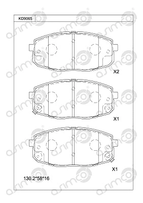 Kit de plaquettes de frein, frein à disque ASIMCO KD9065