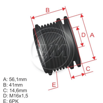 Poulie roue libre, alternateur ZM ZM 96.000.07