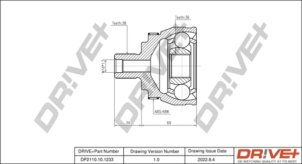Jeu de joints, arbre de transmission Dr!ve+ DP2110.10.1233