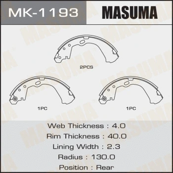 Jeu de mâchoires de frein MASUMA MK-1193