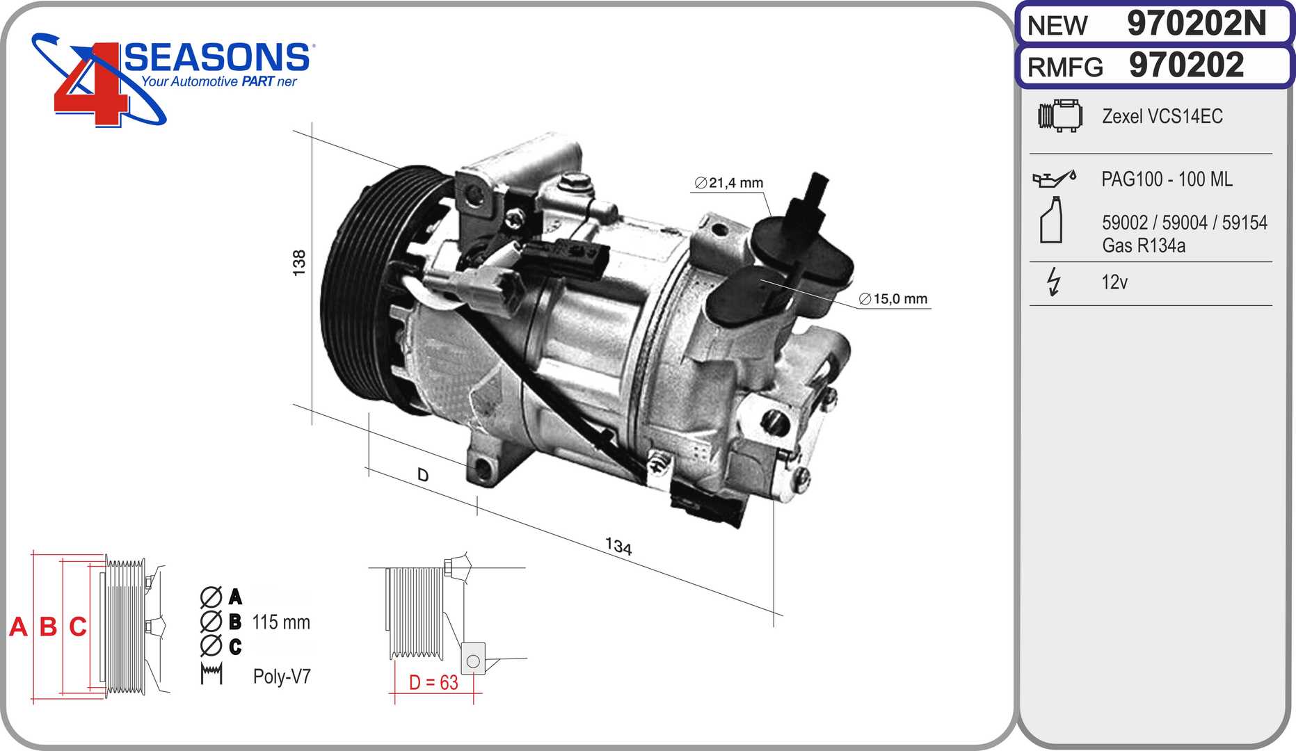 Compresseur, climatisation AHE 970202N