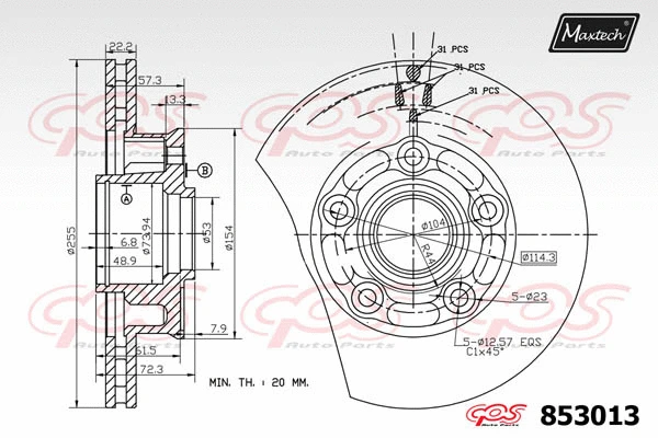 Disque de frein MAXTECH 853013