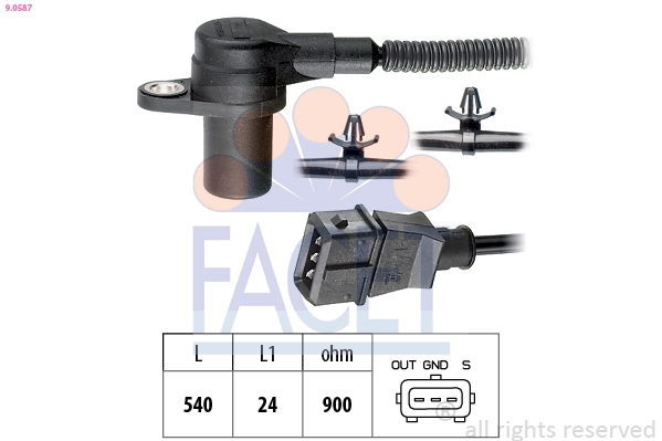 Capteur d'angle, vilebrequin FACET 9.0587