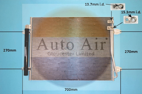 Condenseur, climatisation AUTO AIR GLOUCESTER 16-1391