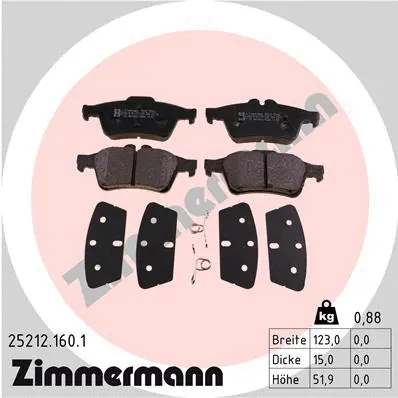 Kit de plaquettes de frein, frein à disque ZIMMERMANN 25212.160.1