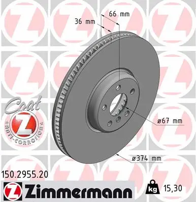 Disque de frein ZIMMERMANN 150.2955.20