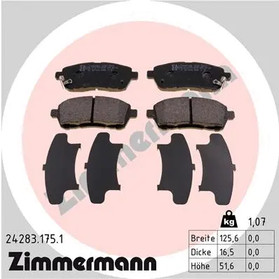 Kit de plaquettes de frein, frein à disque ZIMMERMANN 24283.175.1