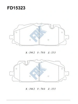 Kit de plaquettes de frein, frein à disque FBK FD15323