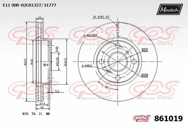 Disque de frein MAXTECH 861019