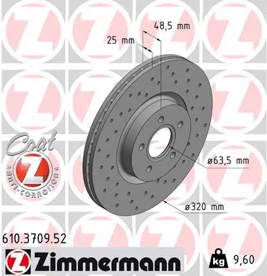 Disque de frein ZIMMERMANN 610.3709.52