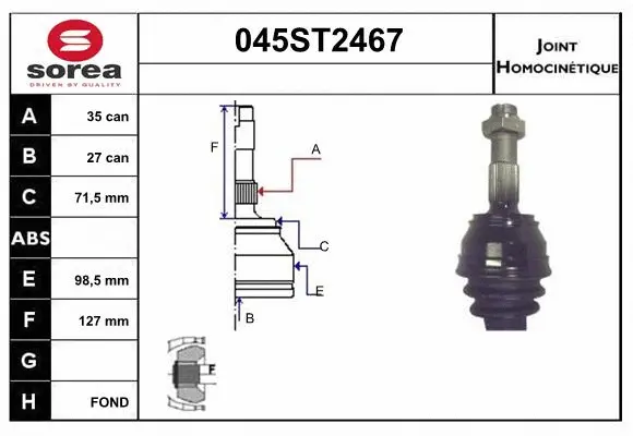 Jeu de joints, arbre de transmission STARTCAR 045ST2467