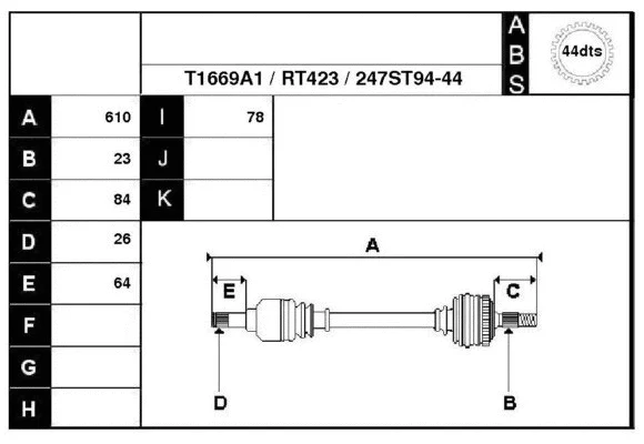Arbre de transmission Technika 38247A1