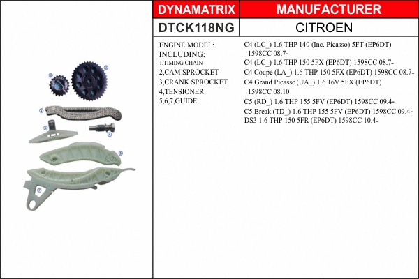 Kit de distribution par chaîne DYNAMATRIX DTCK118NG