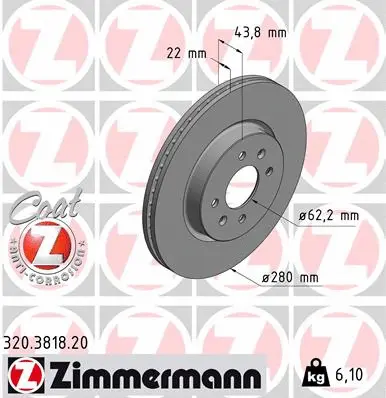 Disque de frein ZIMMERMANN 320.3818.20