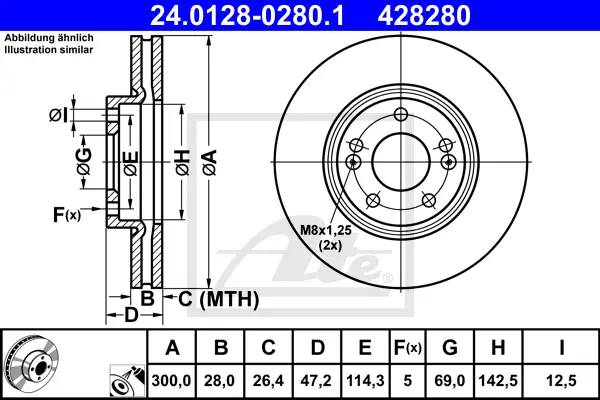 Disque de frein ATE-APAC 24.0128-0280.1