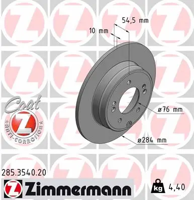Disque de frein ZIMMERMANN 285.3540.20