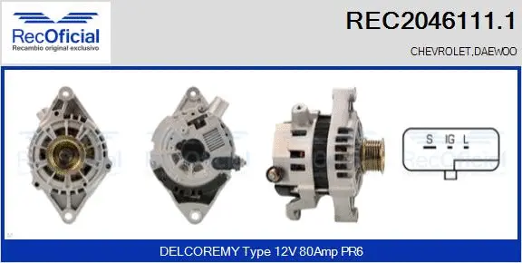 Alternateur RECOFICIAL REC2046111.1