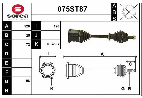 Arbre de transmission STARTCAR 075ST87