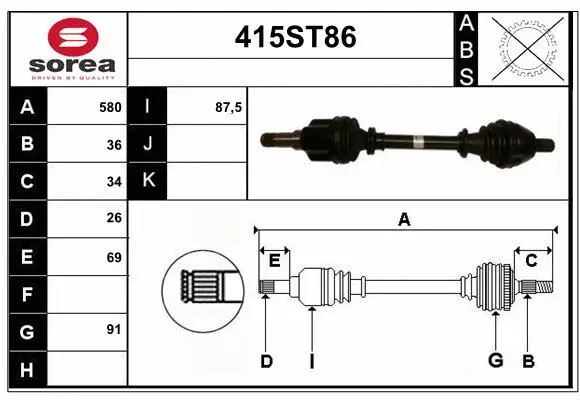 Arbre de transmission STARTCAR 415ST86