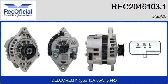 Alternateur RECOFICIAL REC2046103.1