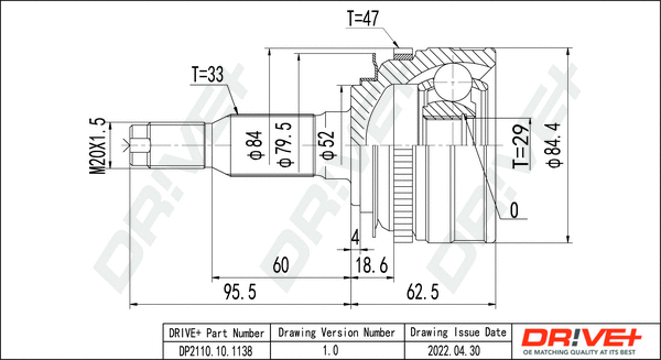 Jeu de joints, arbre de transmission Dr!ve+ DP2110.10.1138