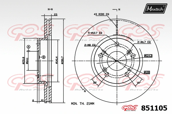 Disque de frein MAXTECH 851105