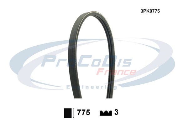 Courroie trapézoïdale à nervures PROCODIS FRANCE 3PK0775