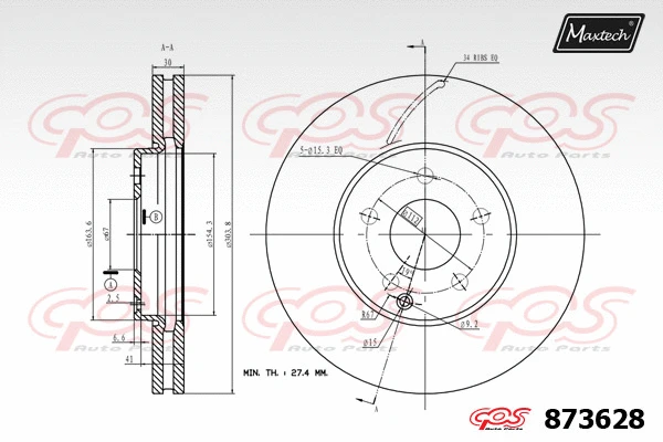 Disque de frein MAXTECH 873628