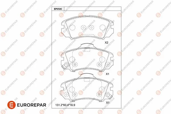Kit de plaquettes de frein, frein à disque EUROREPAR 1681214580