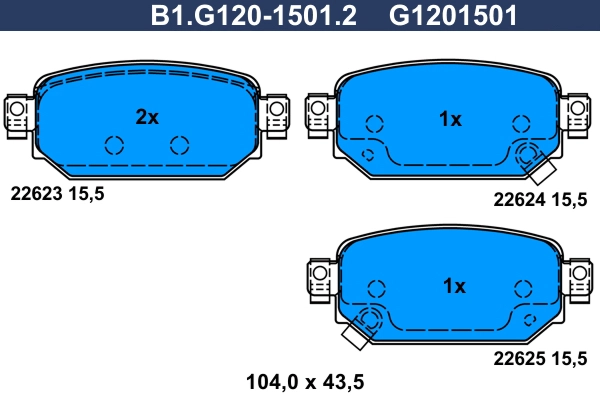 Kit de plaquettes de frein, frein à disque GALFER B1.G120-1501.2