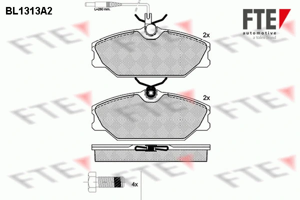 Kit de plaquettes de frein, frein à disque FTE 9010101